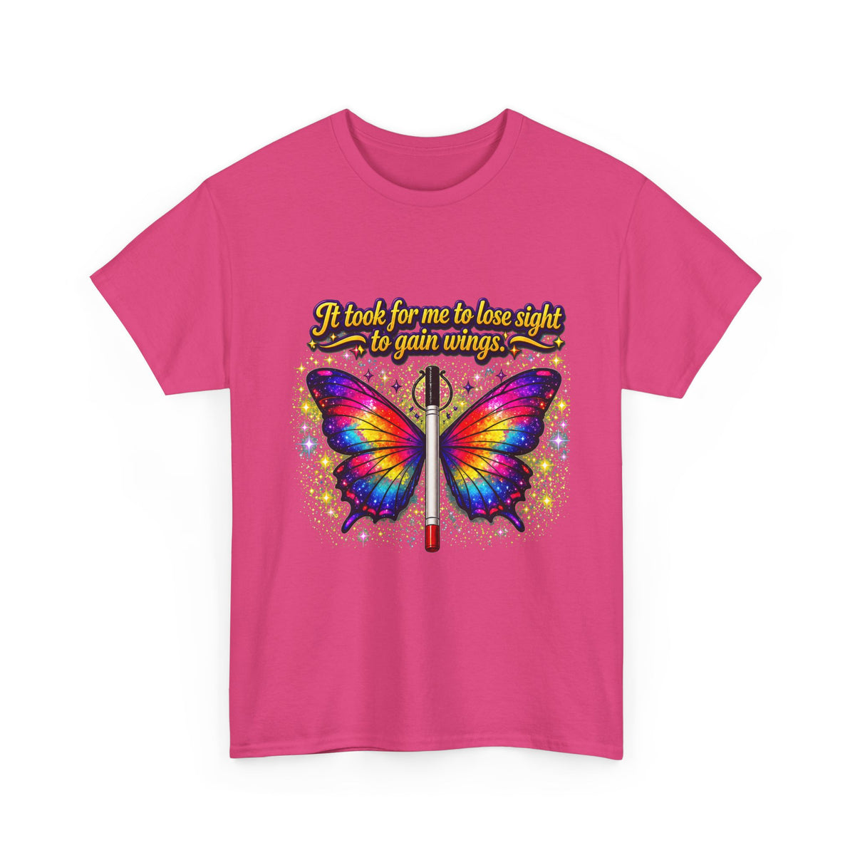 Vision to Wings Butterfly T-Shirt — "It took for me to lose sight to gain wings" Inspirational Tee
