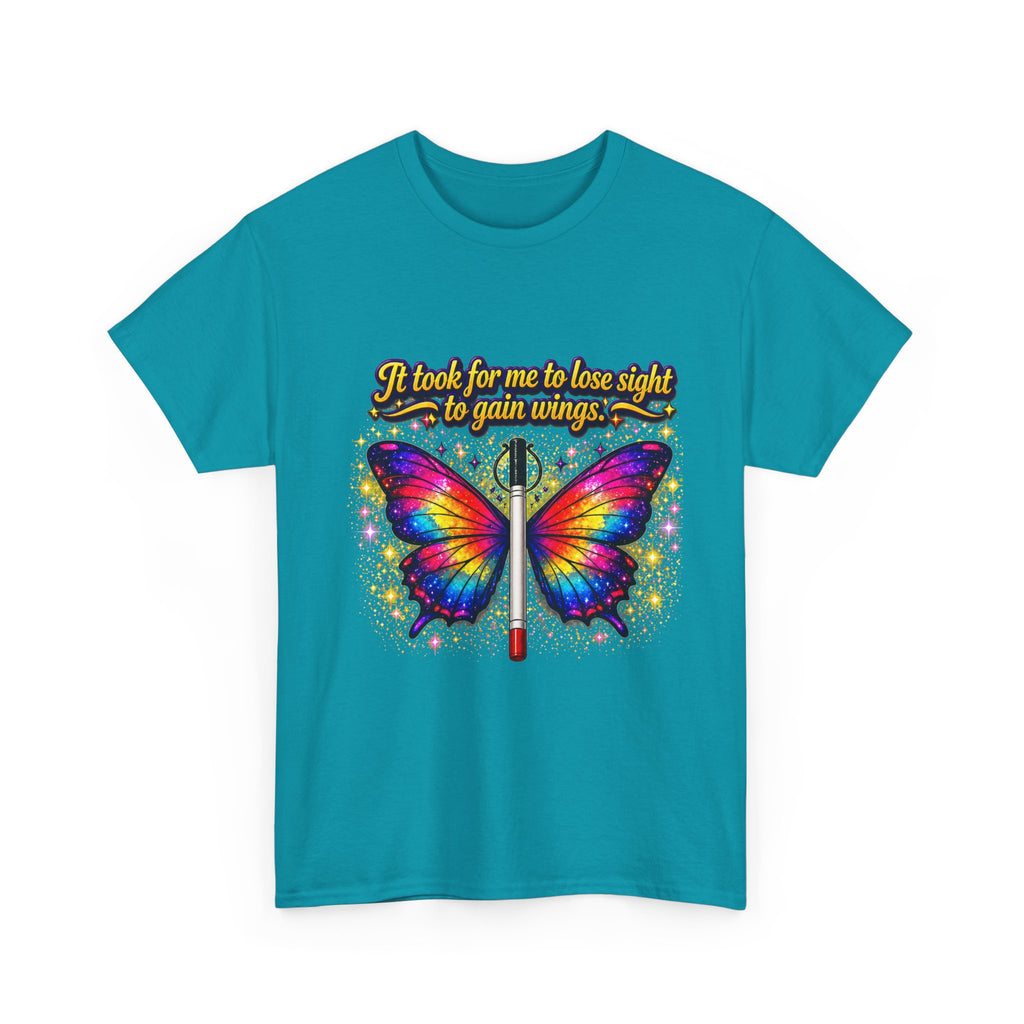 Vision to Wings Butterfly T-Shirt — "It took for me to lose sight to gain wings" Inspirational Tee
